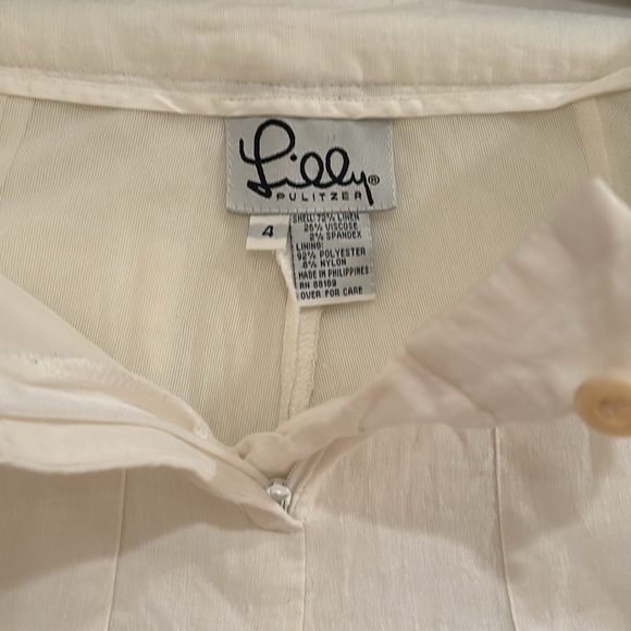 Lilly Pulitzer White Linen Pants Size 4 - Picture 3 of 4